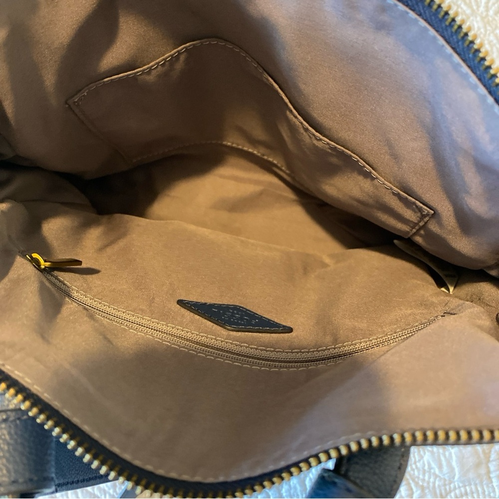 Fossil Elina Rich Blue Leather Convertible Backpack Back Inner Lining Dirty - Picture 13 of 15